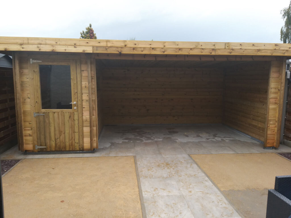 tuinhuis blok 28mm overkapping